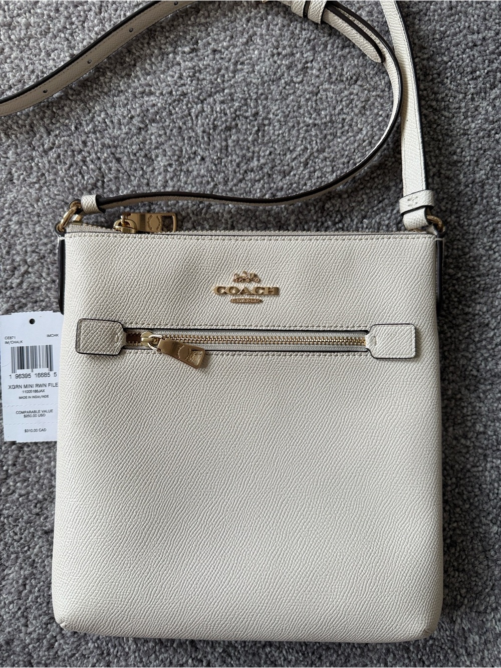 Coach Cream Leather Crossbody with Gold Hardware